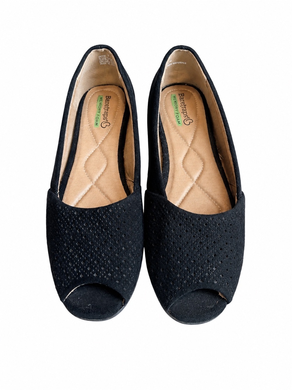 Baretraps Jesse Peep Toe Ballet Flats – Women’s Size 7.5M – Black Comfort Flats